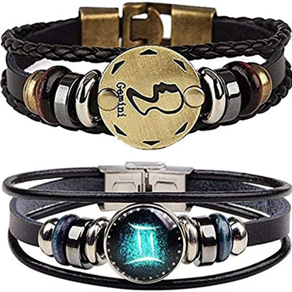 New  Constellation Braided Rope Bracelet - Punk Alloy Leather Bracelet - Picture 5 of 14